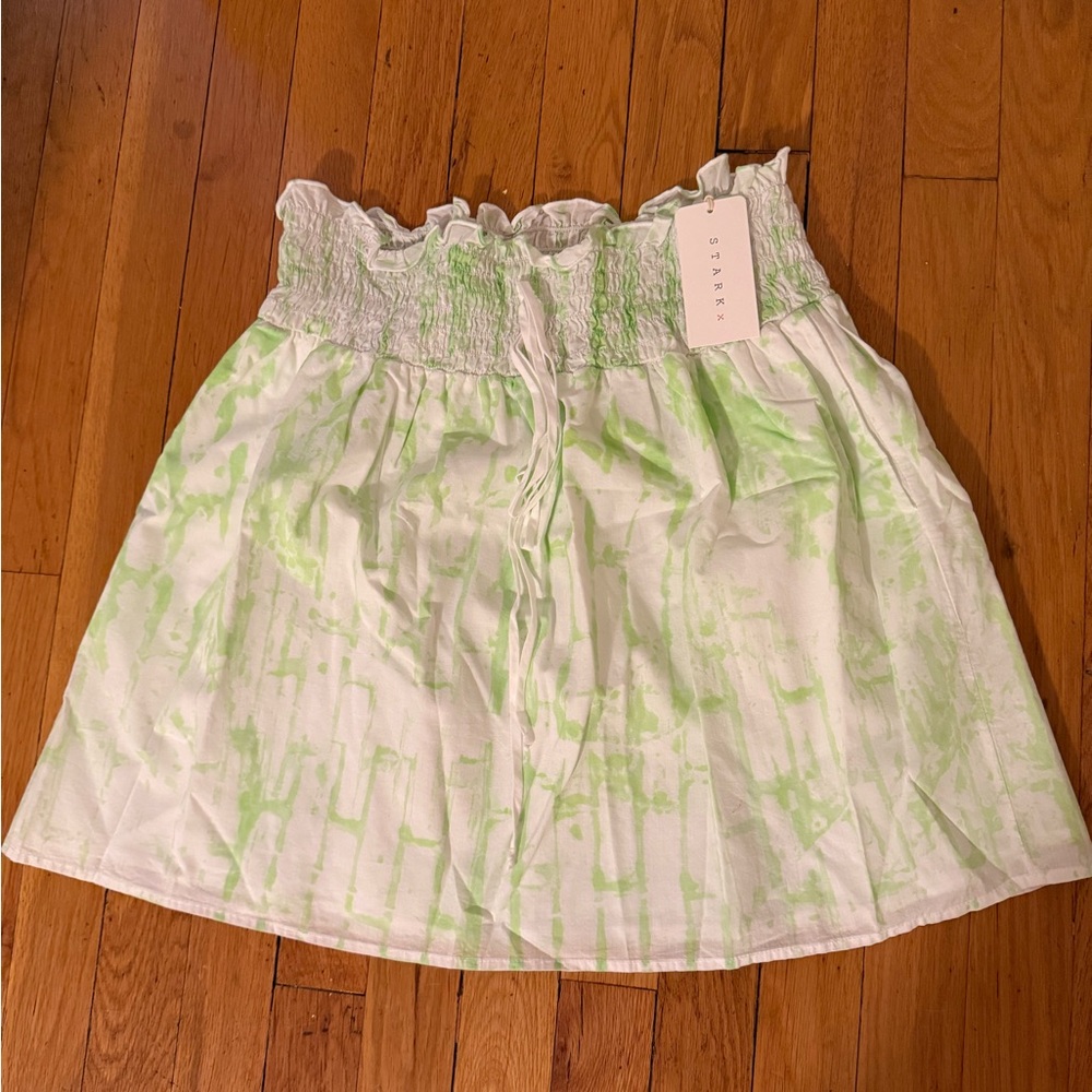 Stark X Green & White Tie Dye Mini Skirt NWT